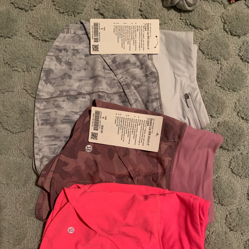 Lululemon Speed up shorts - set of 3